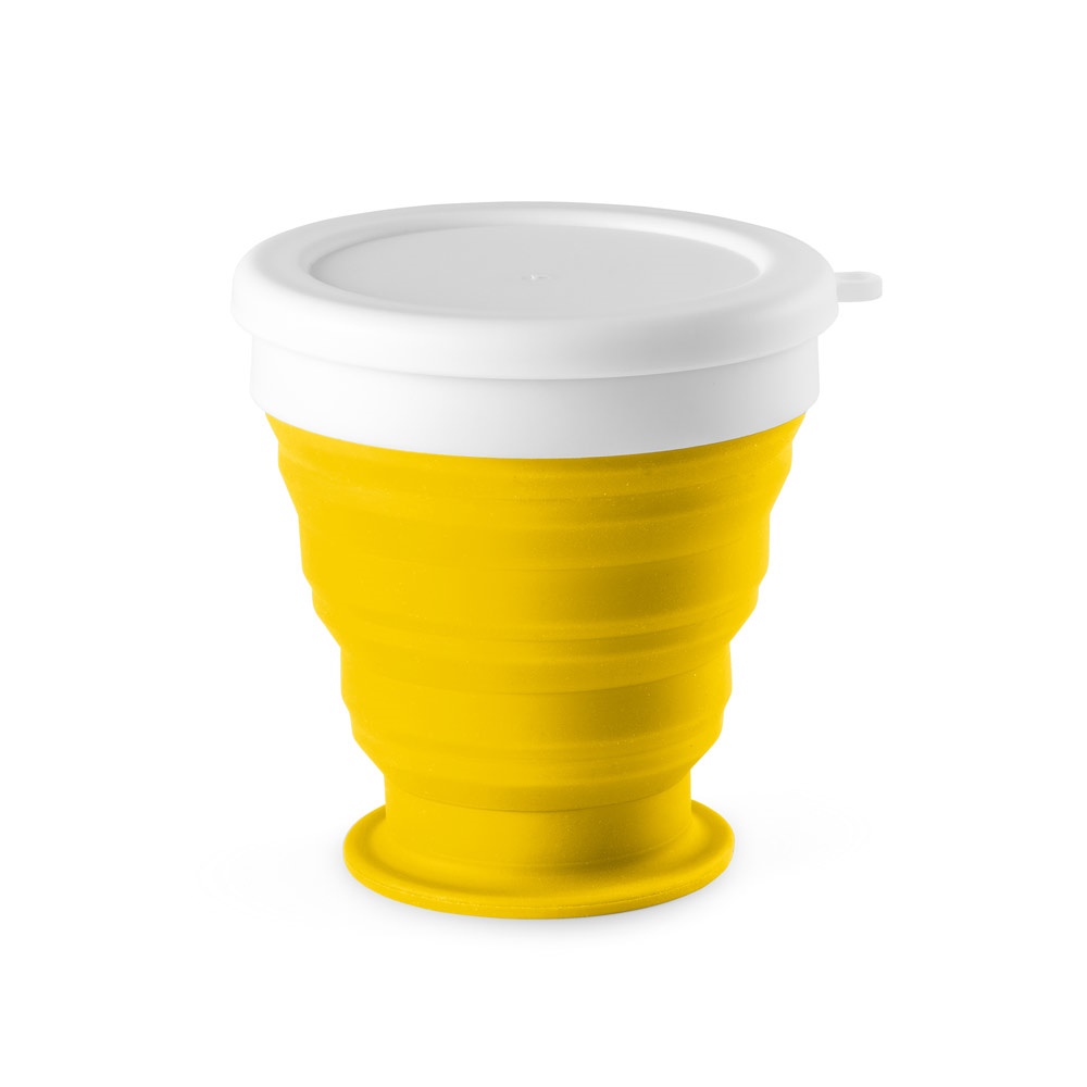 ASTRADA. Opvouwbare reisbeker van silicone en PP 250 mL - Geel