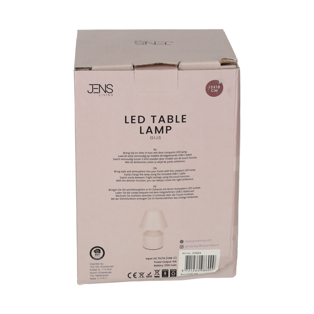 JENS Living LED Tafellamp Gijs Wit