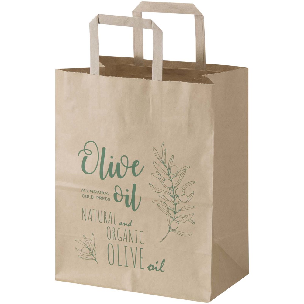 Kraft papieren tas 80 g/m² met platte handvatten – 25 x 15 x 32 cm - Kraftbruin