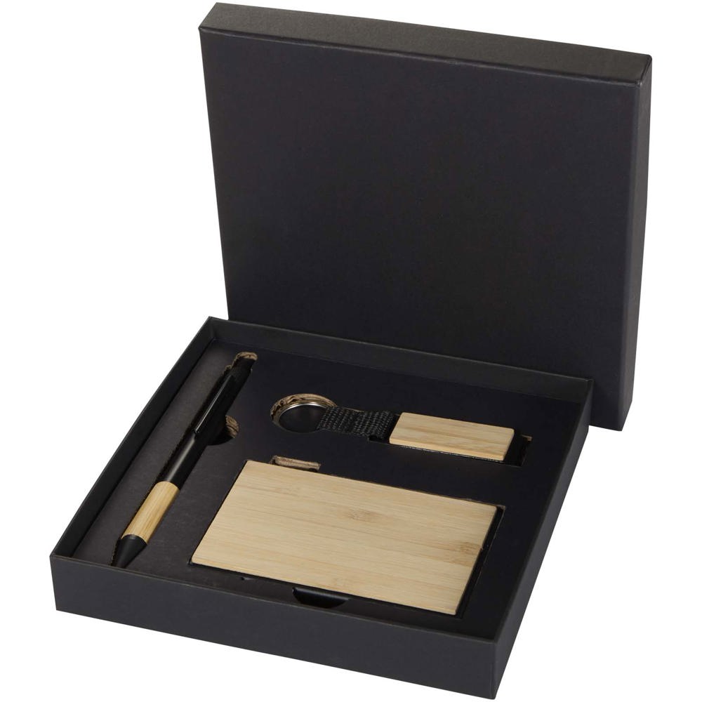 Minka balpen van RCS gerecycled aluminium, sleutelhanger en RFID-kaarthouder geschenkset