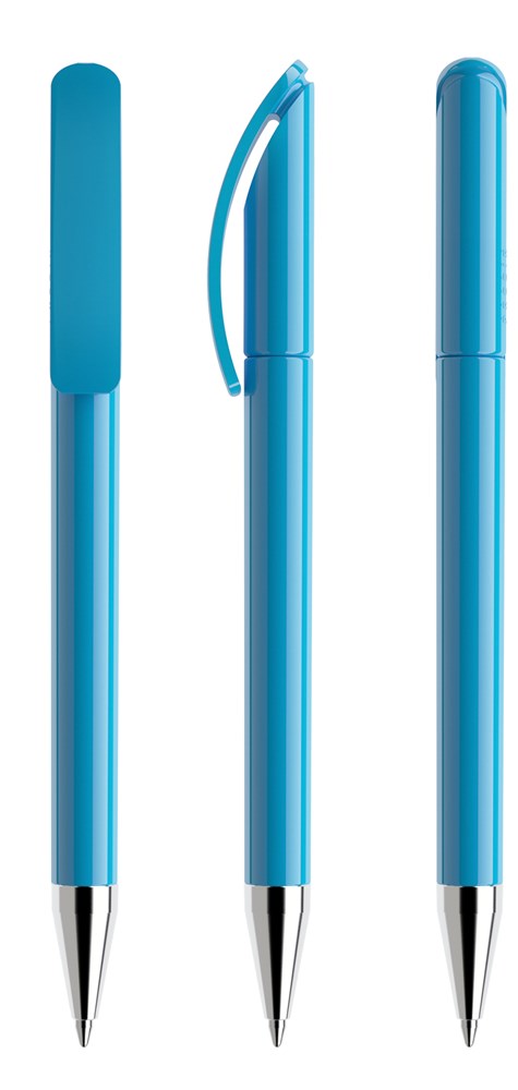 Prodir DS3TPC Polished with Chrome Metal Nose-Cone - Cyan Blue polished