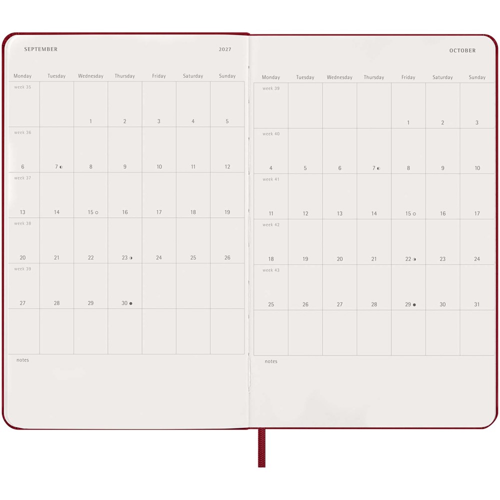 Moleskine dag-agenda voor 12 maanden met harde kaft