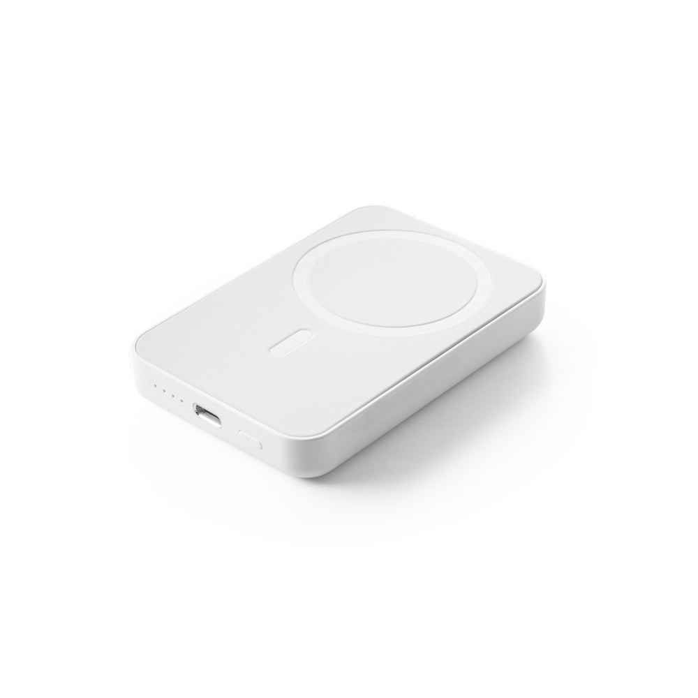 AMPERE 5. 5'000 mAh magnetische powerbank met 15W supersnelle draadloos oplader in gerecycled ABS (100% rABS) - Wit