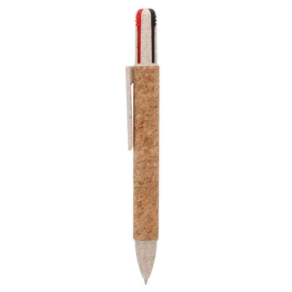 Balpen 4-kleuren kurk