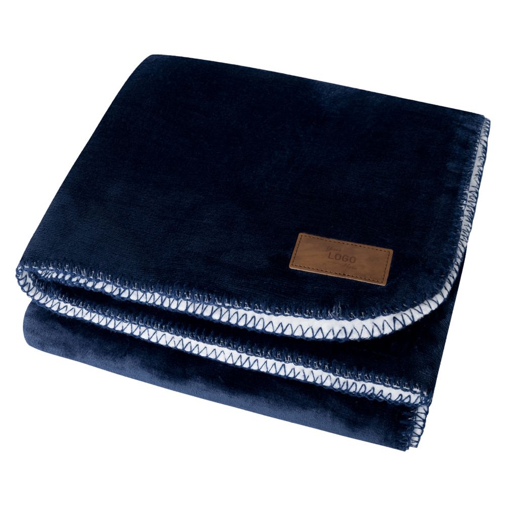 Fleeceplaid met sherpa achterzijde 150x120 cm, 500 gr/m² - Navy / Wit