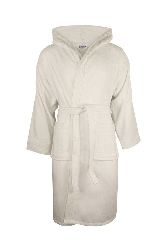 Velour Bathrobe Hooded - Ivoor Crème