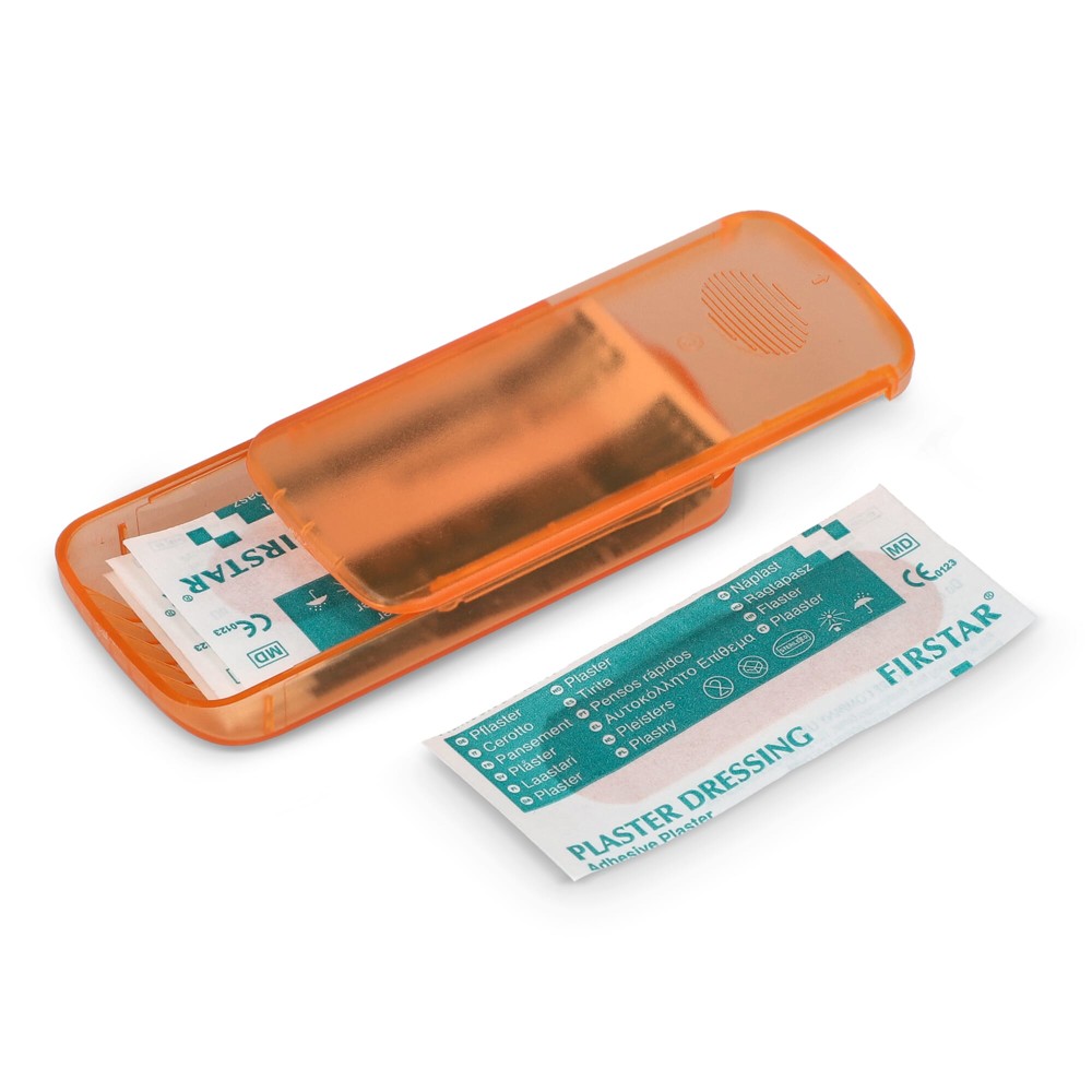 Pleistersdoosje met 5 PE-pleisters (56 × 18 mm) - oranje