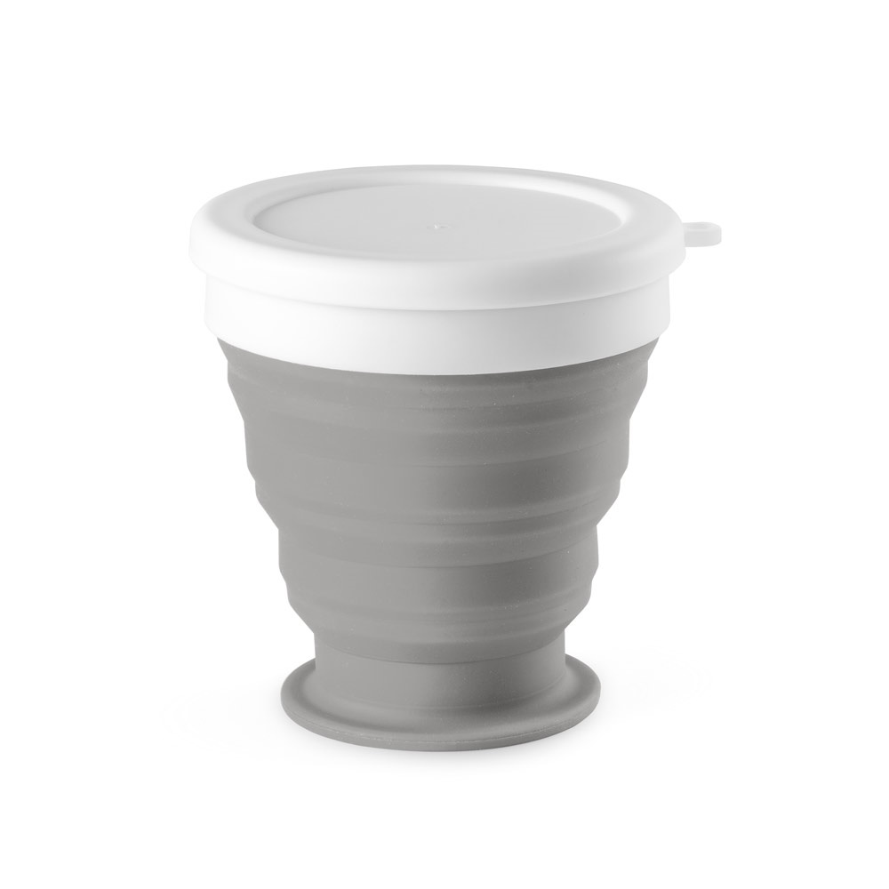 ASTRADA. Opvouwbare reisbeker van silicone en PP 250 mL - Licht Grijs