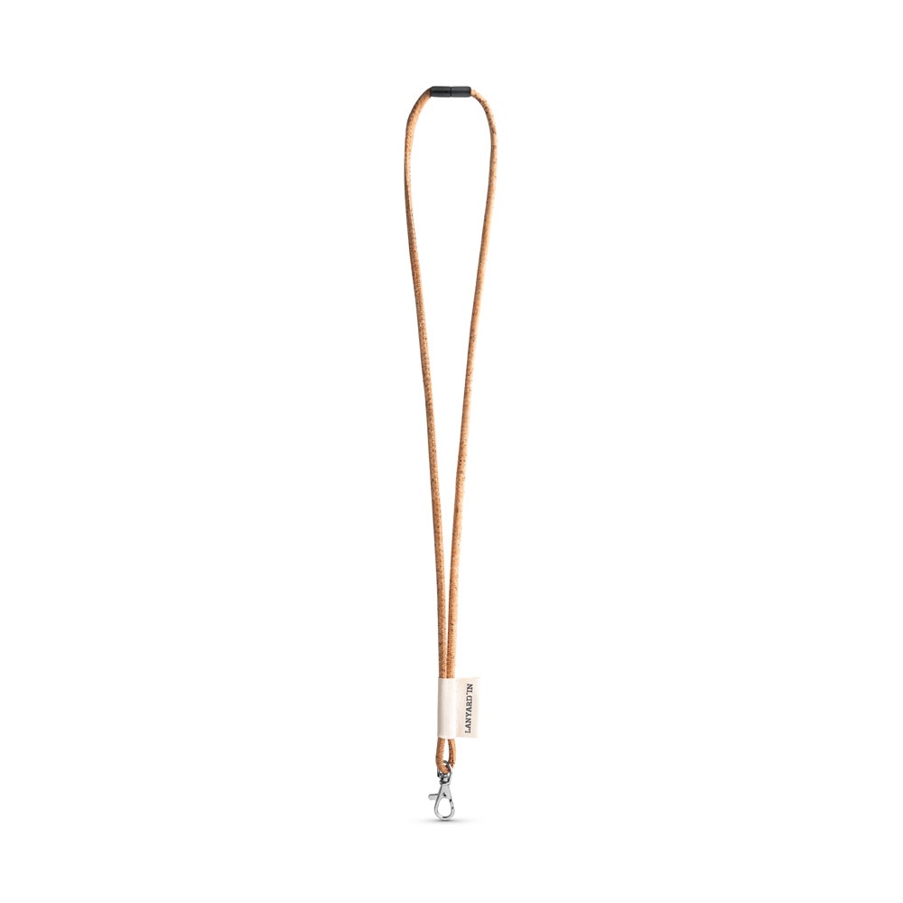 75096. SET Lanyard CORK Long (Ø 5 mm) met 9 mm karabijnhaak en Ø 5 mm veiligheidssluiting