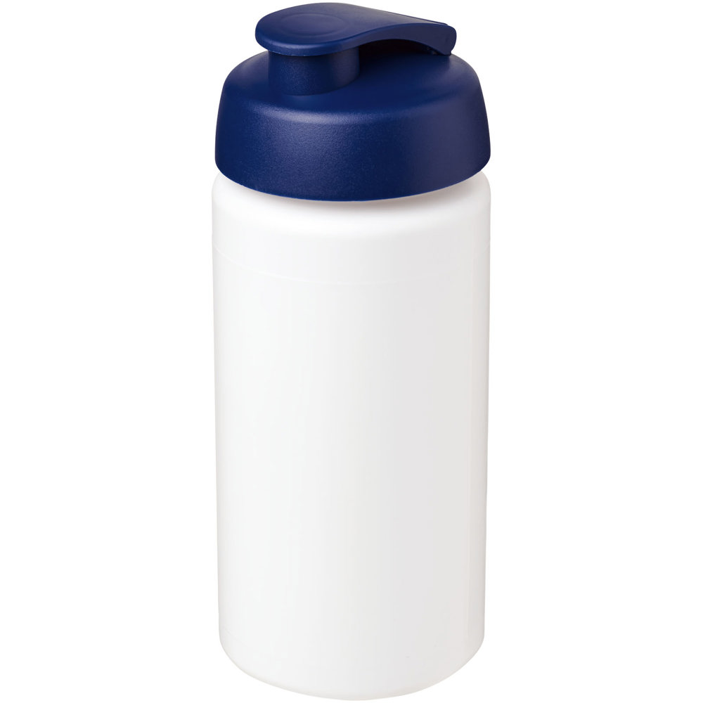Baseline® Plus grip 500 ml sportfles met flipcapdeksel - Wit, Blauw