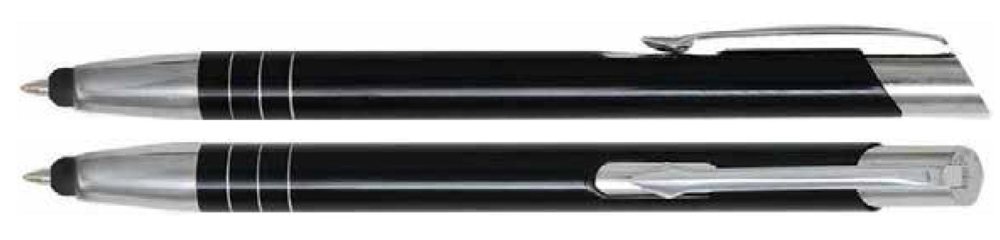 Aluminium touch-stylus balpen Tours - Zwart