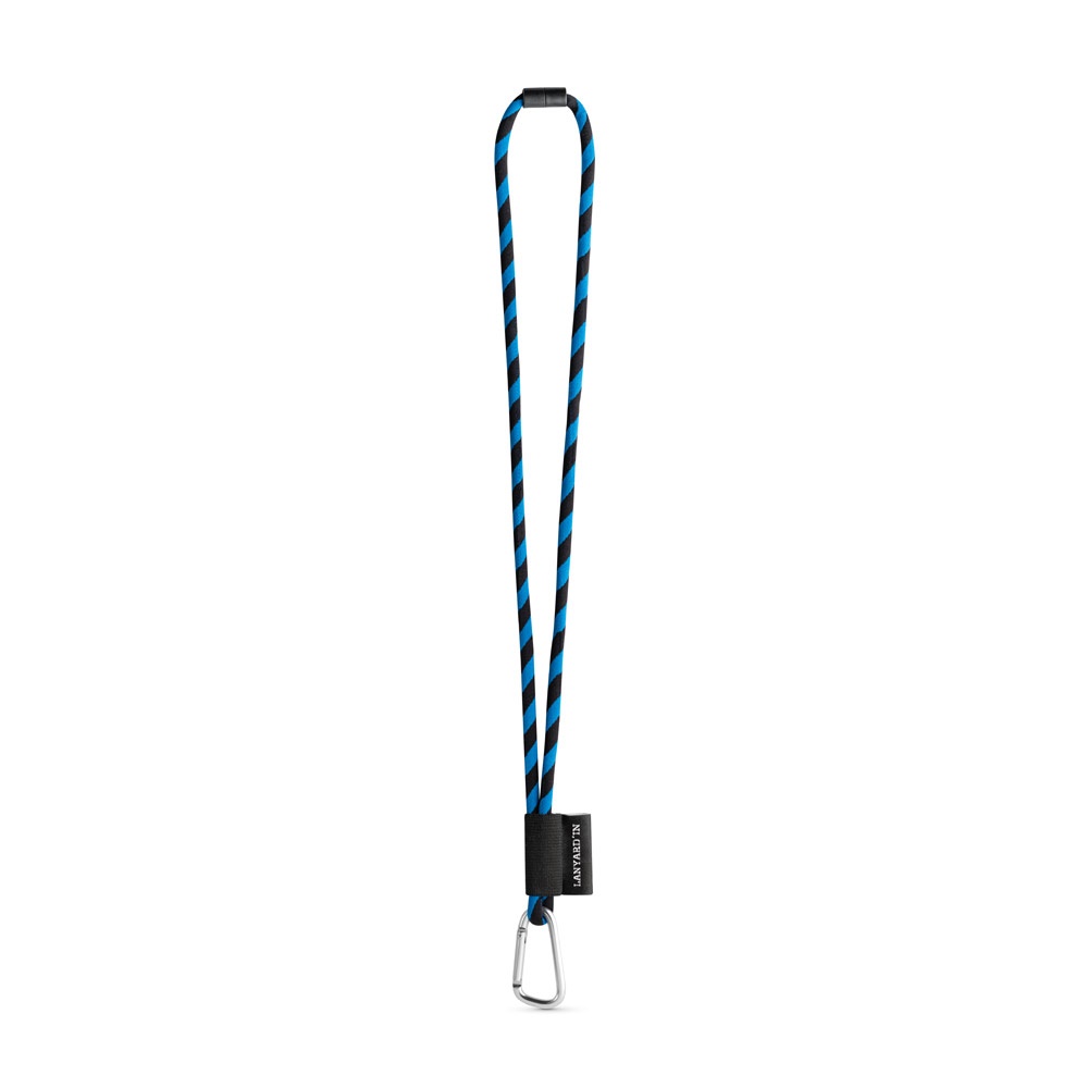 75089. Set lange draagkoordbuis (Ø 7 mm) met 55 mm D-vormige karabijnhaak en Ø 7 mm veiligheidssluiting - Zwart, Royal blauw