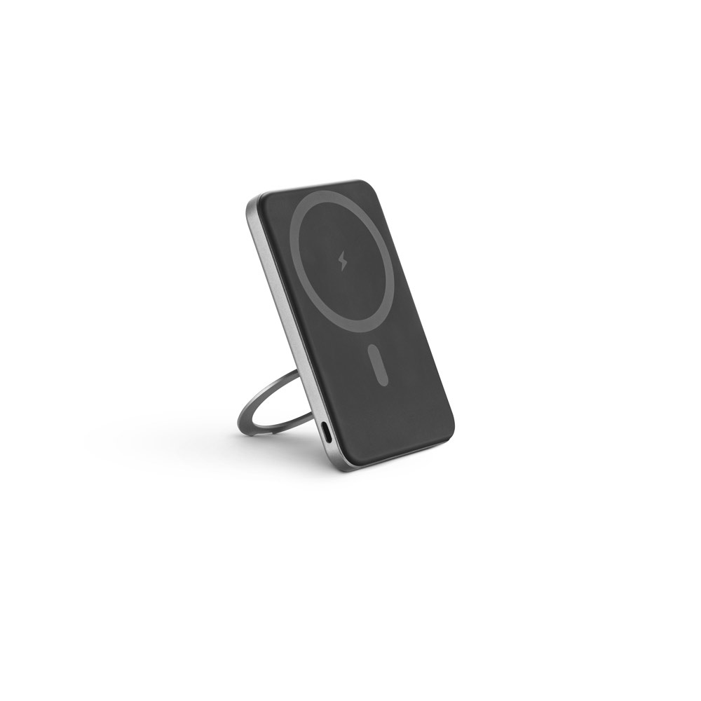 WARSHEL 5. 5'000 mAh magnetische powerbank met 15W supersnelle draadloze oplader in gerecycled ABS (100% rABS) met standvoet
