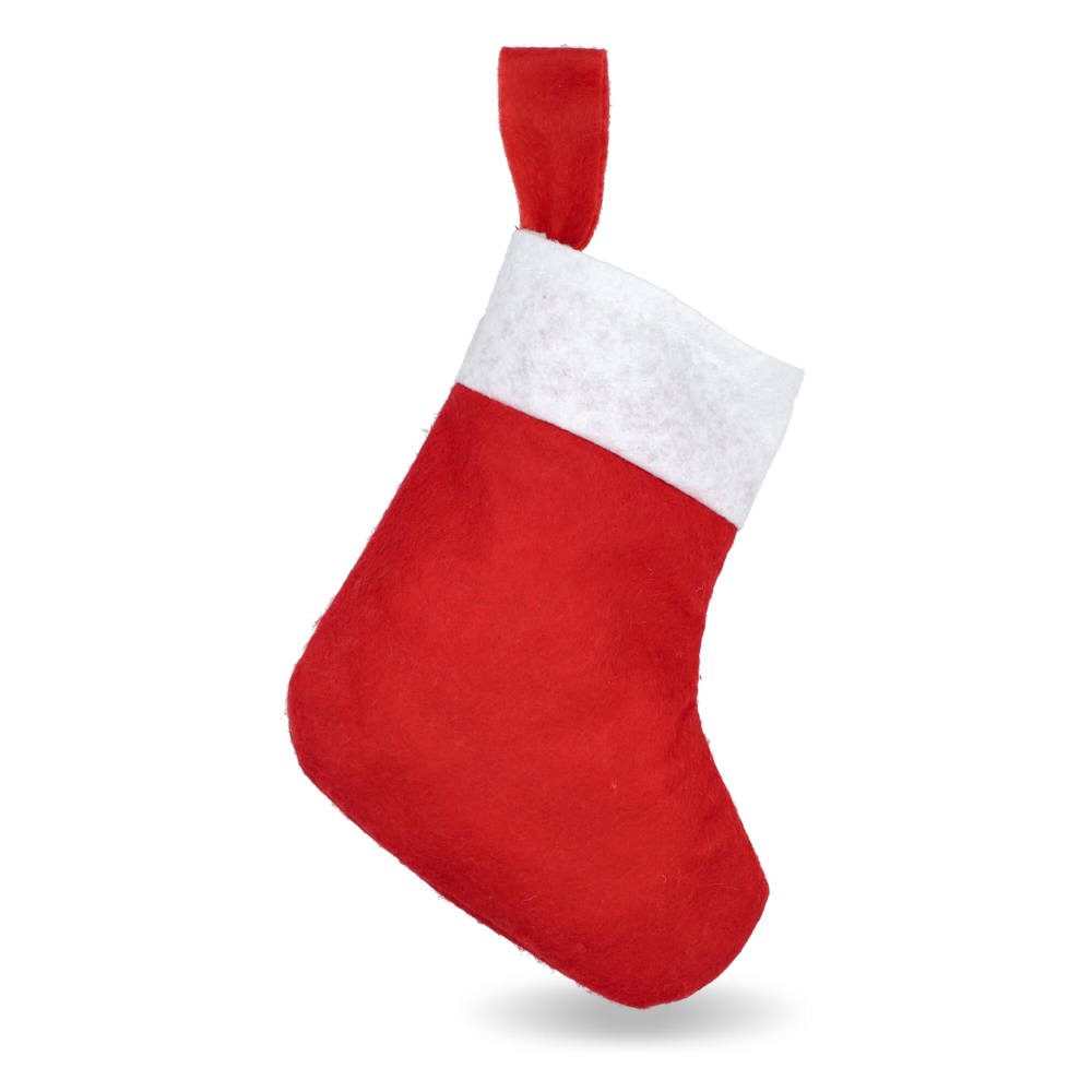 Vilten kerstsok 20 cm - Wit / Rood