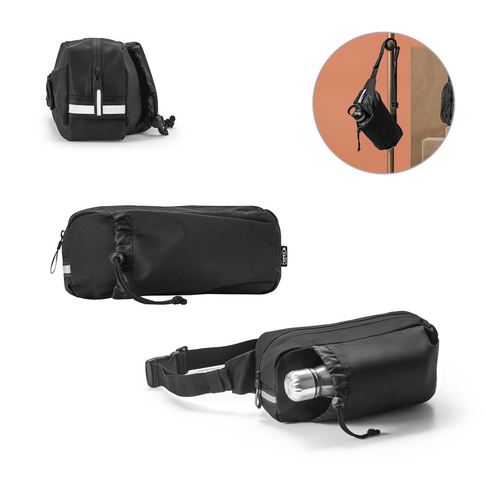 DELFOS POUCH. 300D gerecycled polyester en 600D gerecycled polyester heuptas met reflecterende elementen