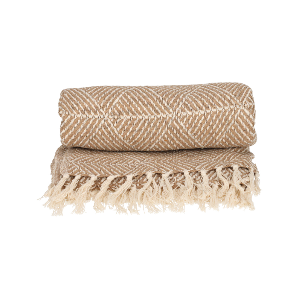 JENS Living Basic Recycled Cotton Plaid Beige