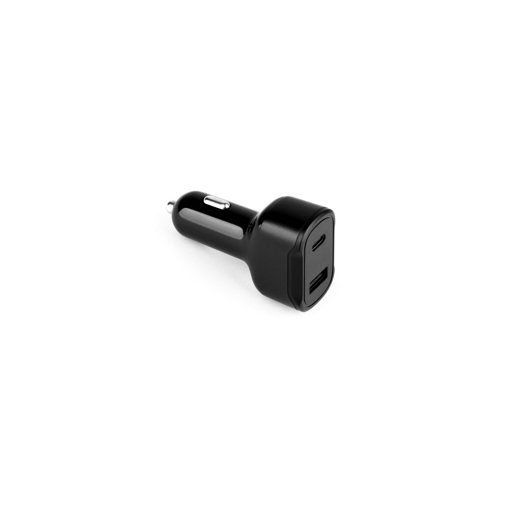 DIRAC. Sigarettenaansteker adapter met USB-A poort 18W en USB-C 20W in gerecycled ABS (100% rABS)