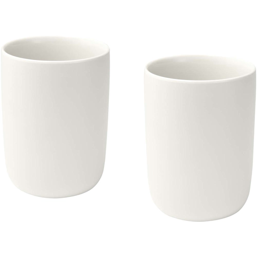 Male keramische bekers van 350 ml met matte afwerking, set van 2 - wit