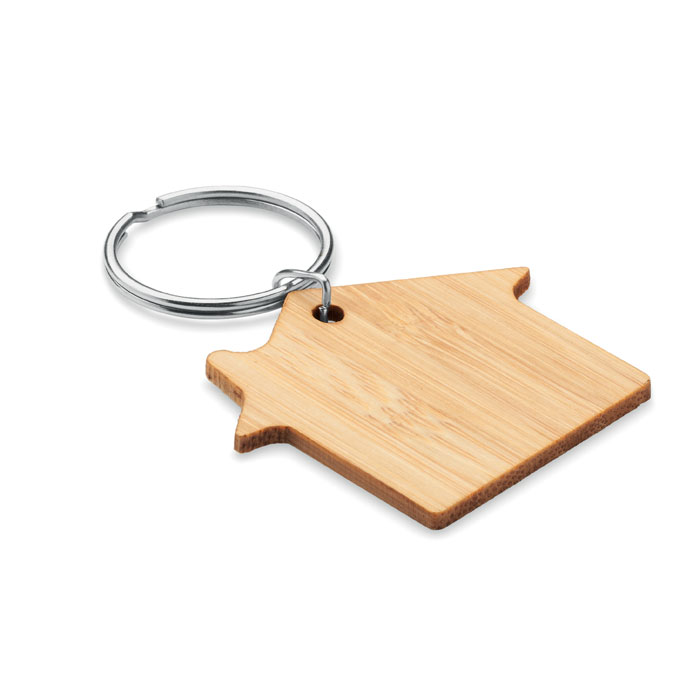 HOUSEBOO - Huisvorm bamboe sleutelhanger