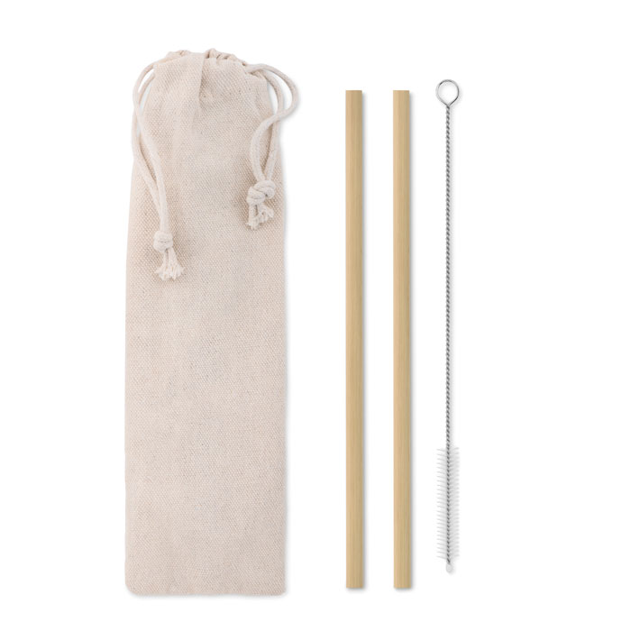 NATURAL STRAW - Bamboo rietjes en borstel set