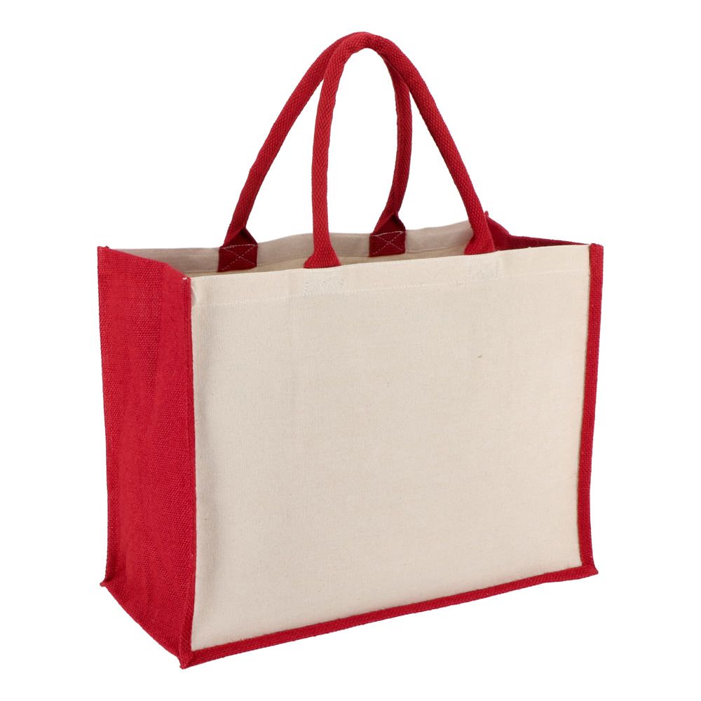 Jute-Katoen Tote OEKO-TEX® 42.5 x 19 x 32cm 320g/m² - Rood