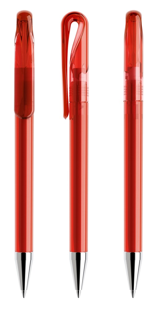 Prodir DS1TTC Transparent with Chrome Metal Nose-Cone - Red transparant