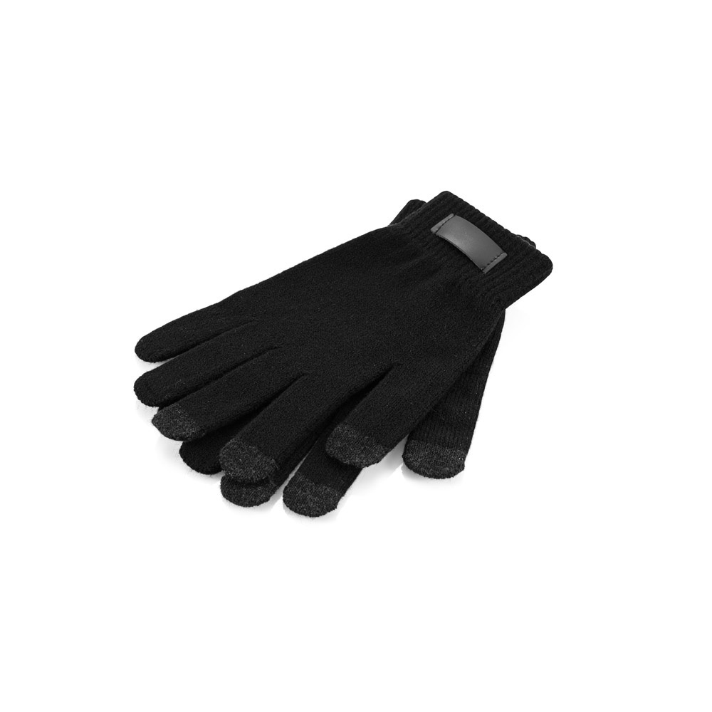 BURROW. Handschoenen van gerecycled polyester (100% rPET), met touch tips - Zwart