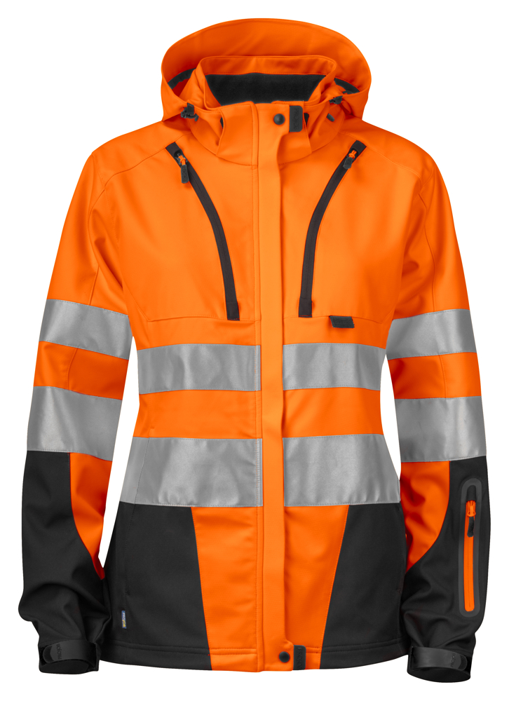 6423 ONGEVOERDE SIGNALISATIE SOFTSHELL EN ISO 20471 KLASSE 3 DAMES - oranje/zwart