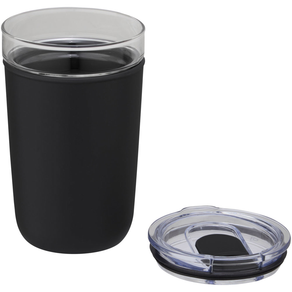 Bello 420 ml glazen beker met buitenwand van gerecycled plastic