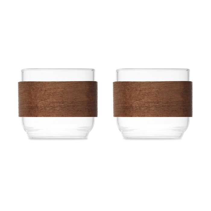 BOGOTA SET - Koffieglazen set walnoot greep