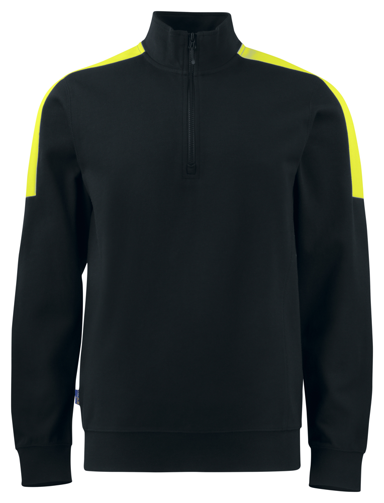 2128 SWEATER MET KORTE RITSSLUITING - zwart/geel