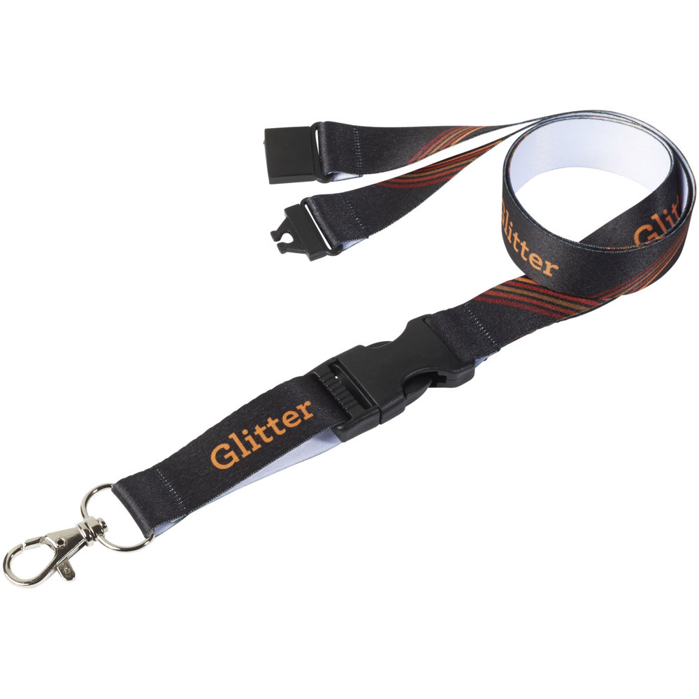 Balta sublimatie lanyard met safety breakaway sluiting en gesp