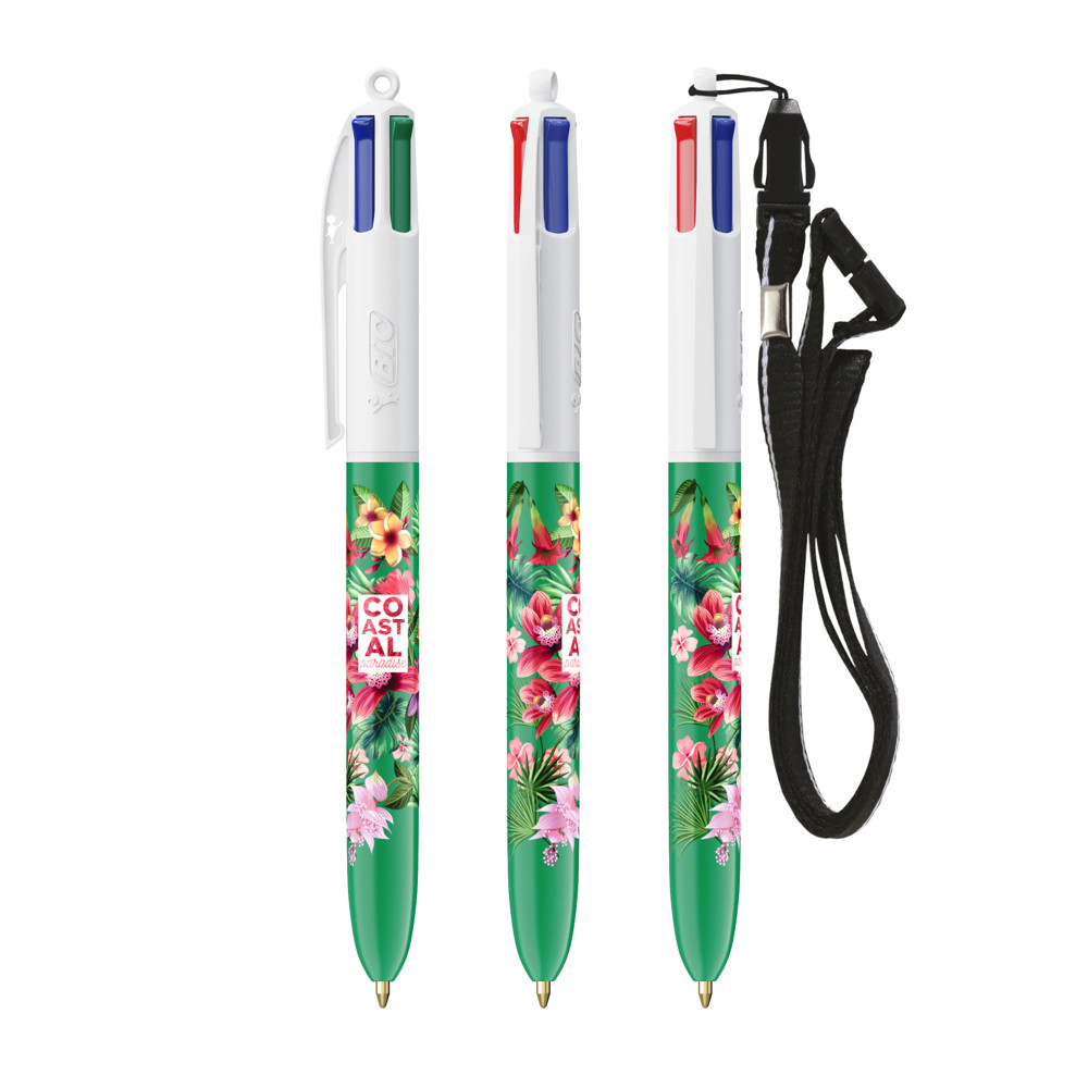 BIC® 4 Colours® ballpen + lanyard