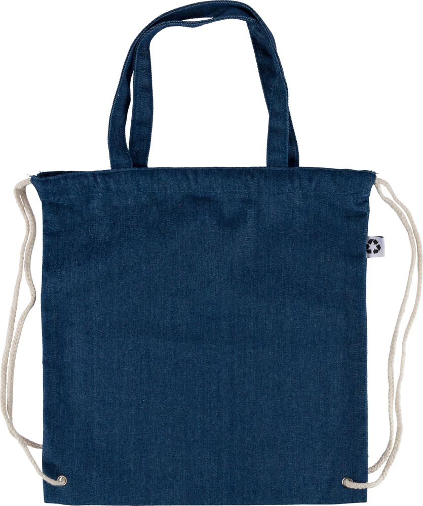 Gerecycled denim trekkoordrugtas Dex - blauw