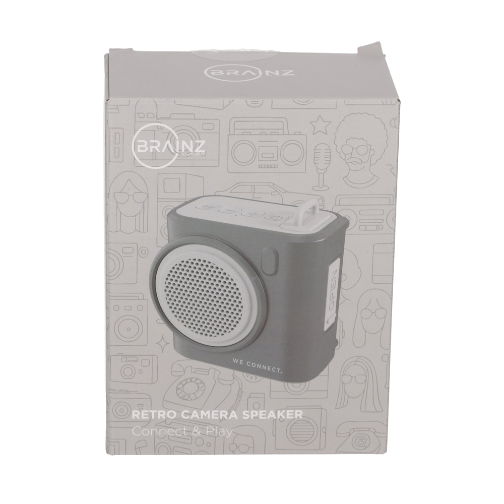 BRAINZ Retro Camera Speaker Grijs