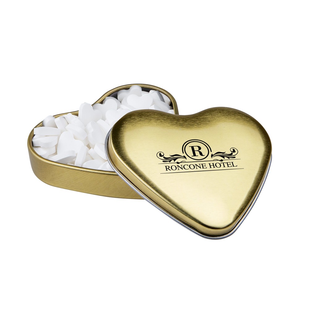 Hartenblikje met hartjespepermunt - Goud