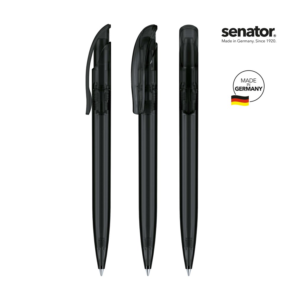 senator® Challenger Frosted  retractable pen - Zwart
