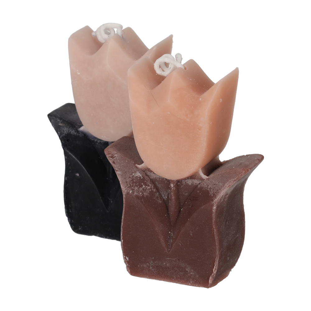 JENS Living Tulp Kaarsen Taupe/Zwart /2