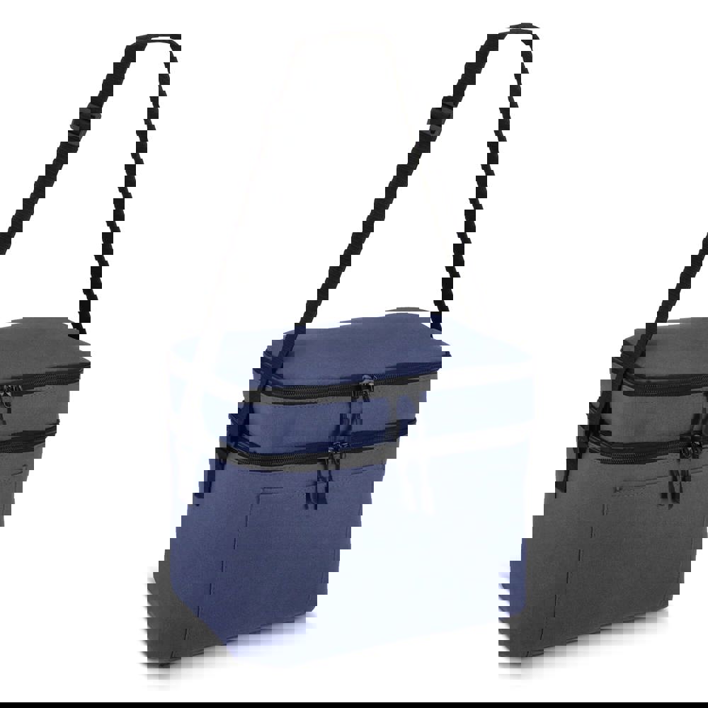 600D gerecycled PET koeltas met twee vakken 30 x 20 x 25 cm 12 L - Donkerblauw