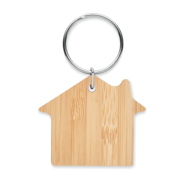 HOUSEBOO - Huisvorm bamboe sleutelhanger