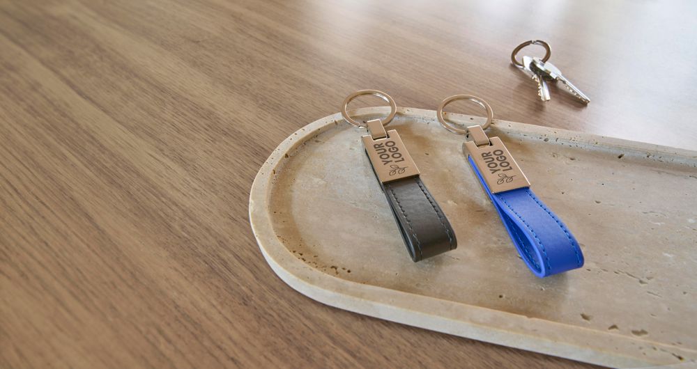 Sleutelhanger Keon | Staal en synthetisch leer