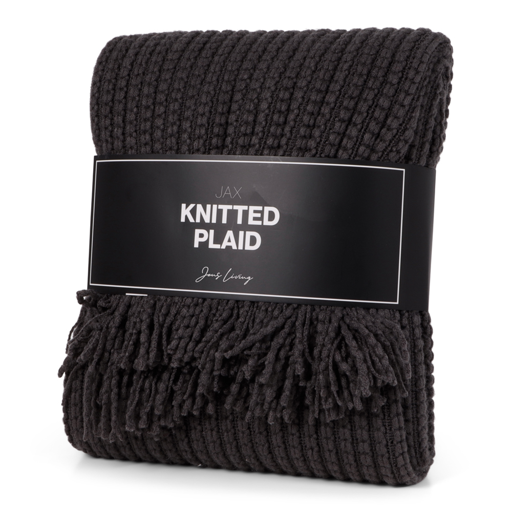 JENS Living Gebreid Plaid Jax - grijs