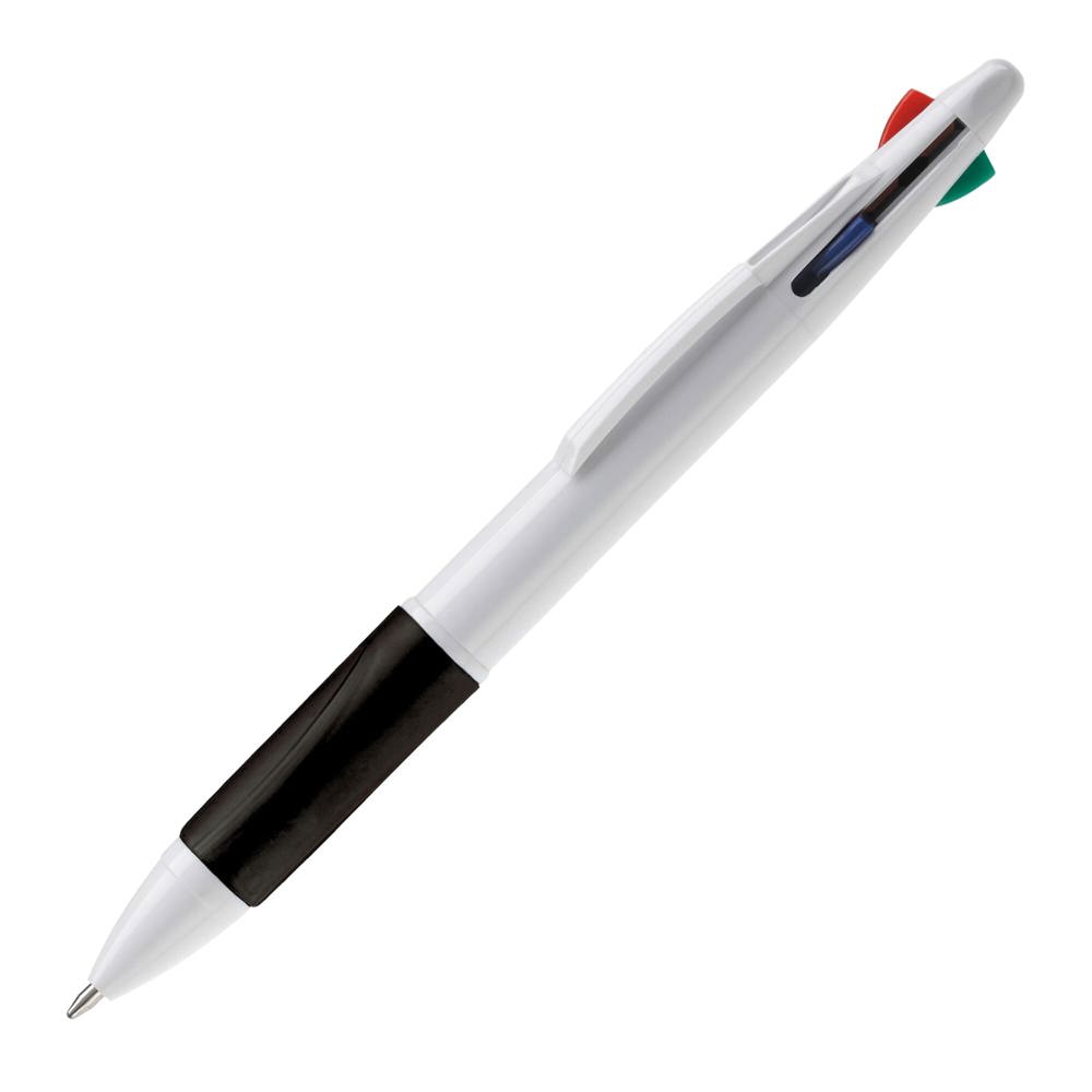 Balpen 4 kleuren hardcolour - Wit / Zwart