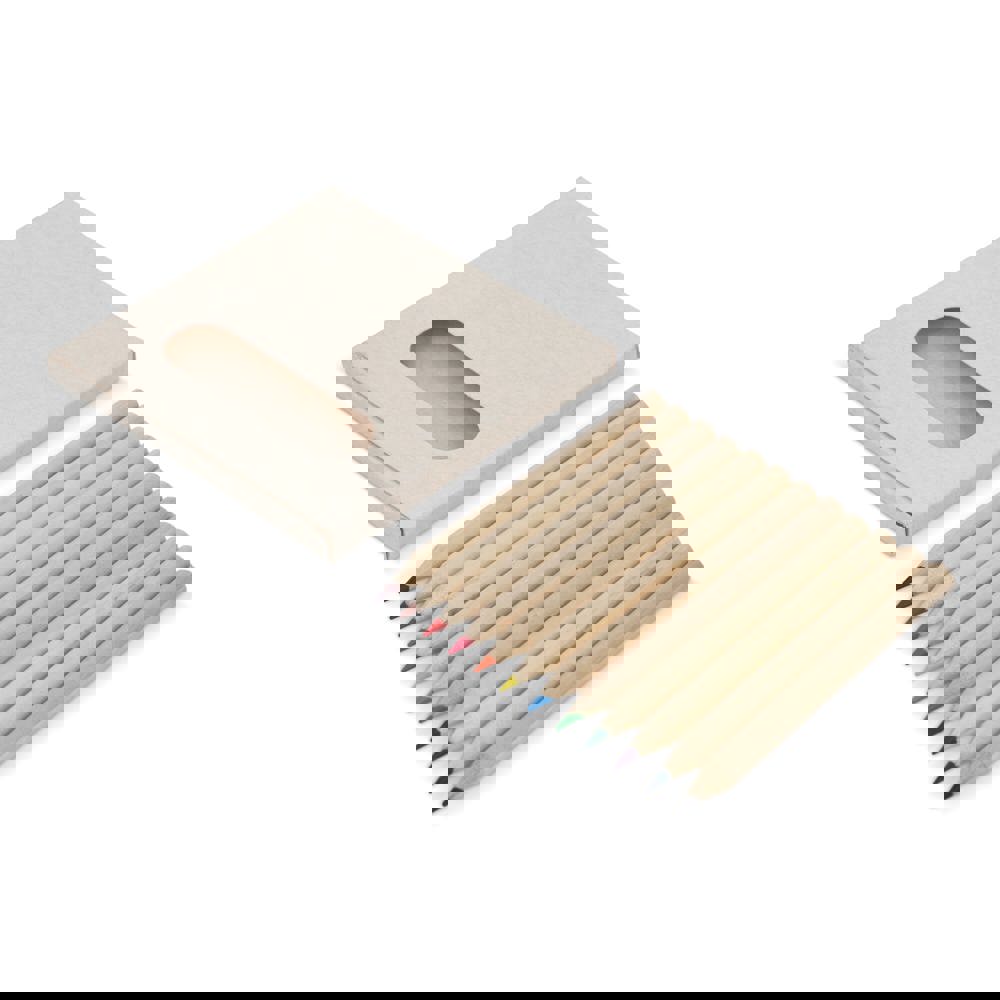 12 kleurpotloden in gerecyclede melkpakkenverpakking