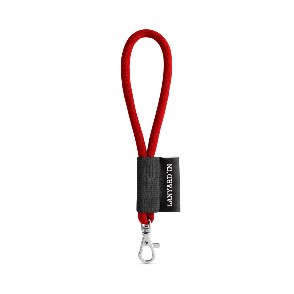 75090. Set met korte lanyardbuis (Ø 7 mm) en karabijnhaak met 9 mm sluiting - 302 - Rood