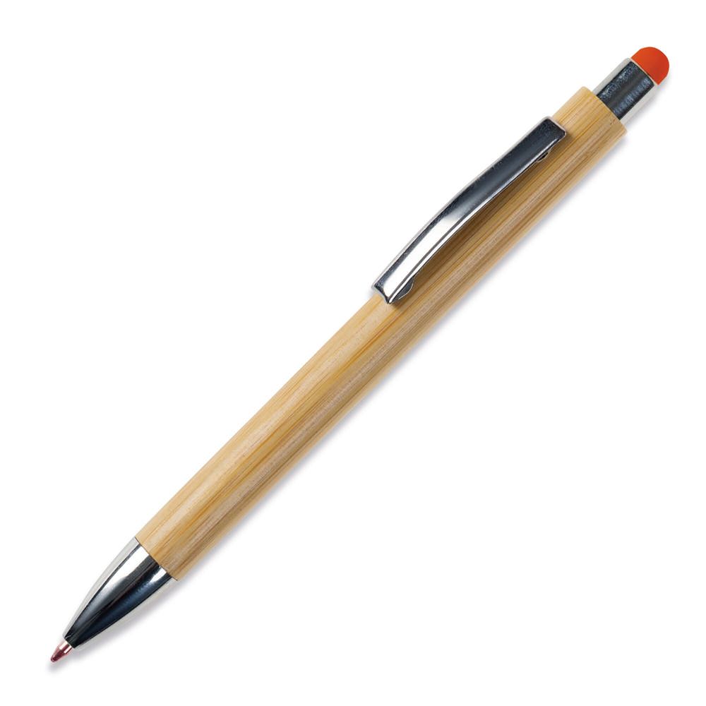 Balpen New York bamboe met stylus - Oranje