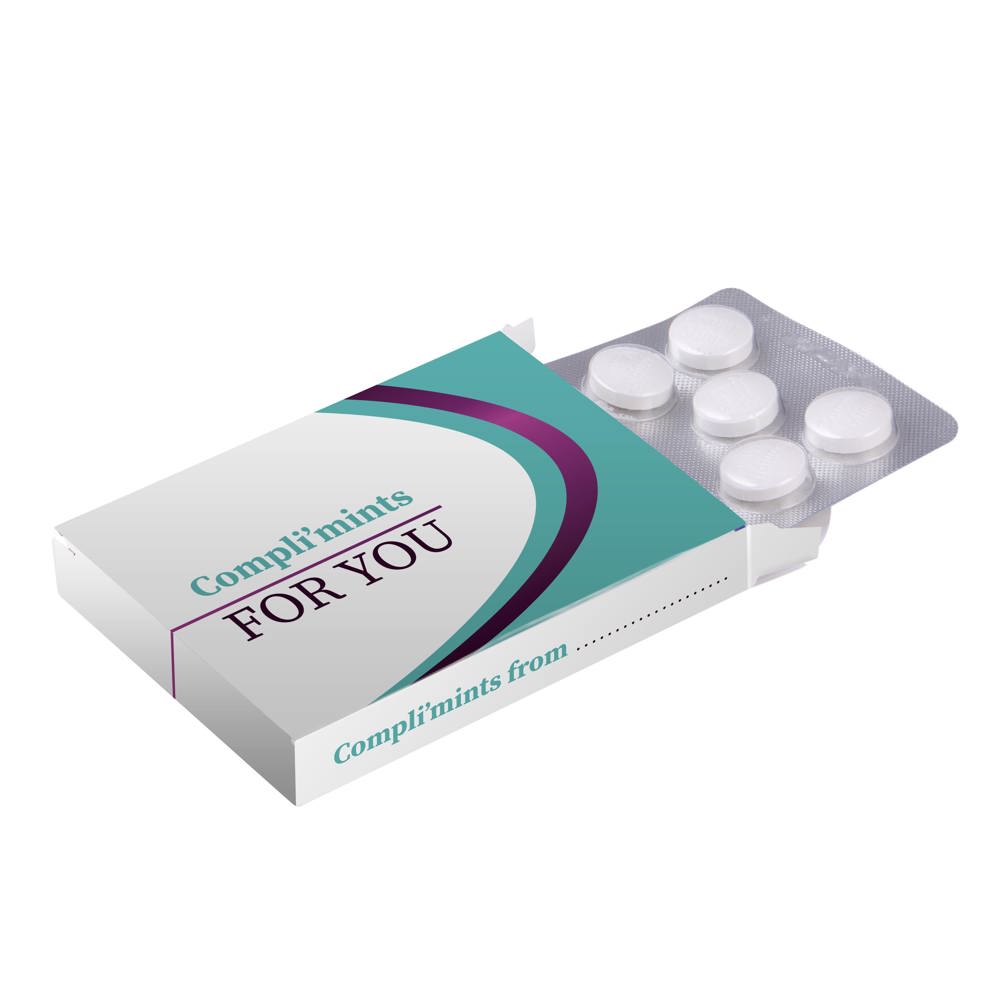 Medicijndoosje met 10 Compli'mints blister