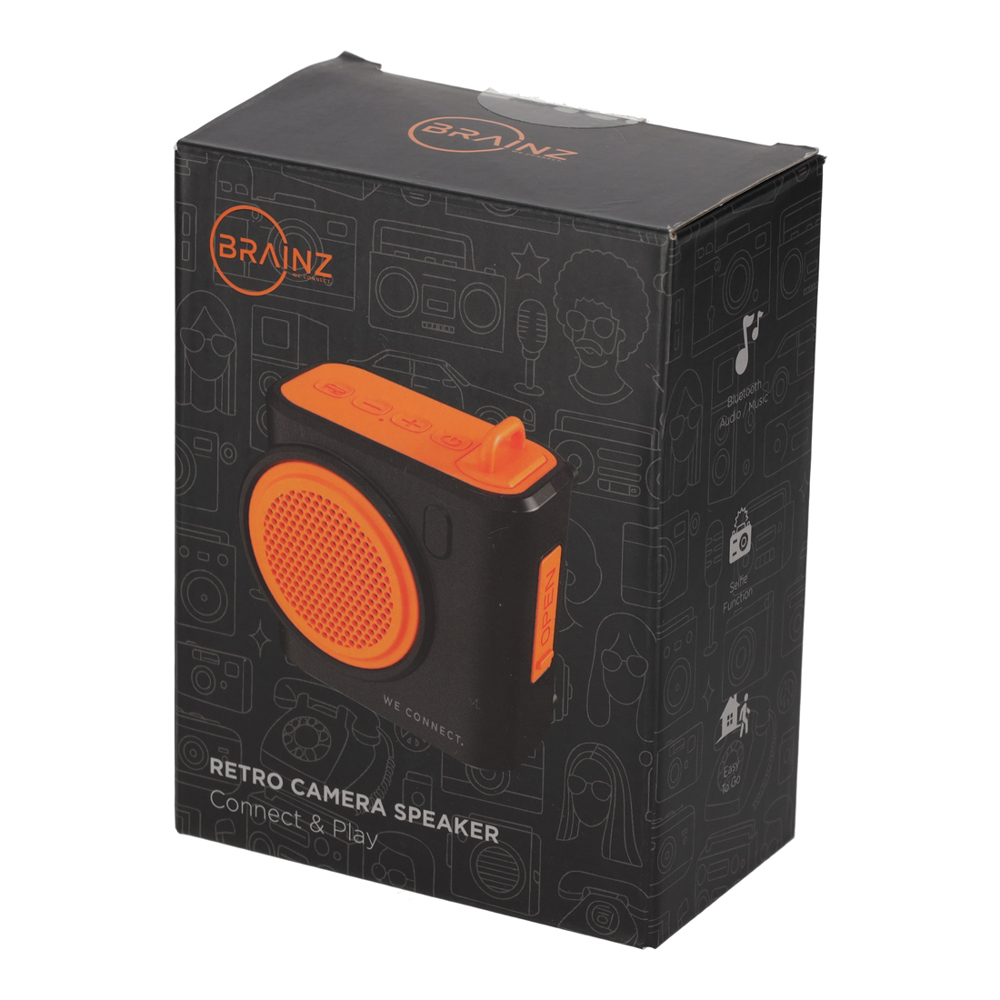 BRAINZ Retro Camera Speaker Zwart