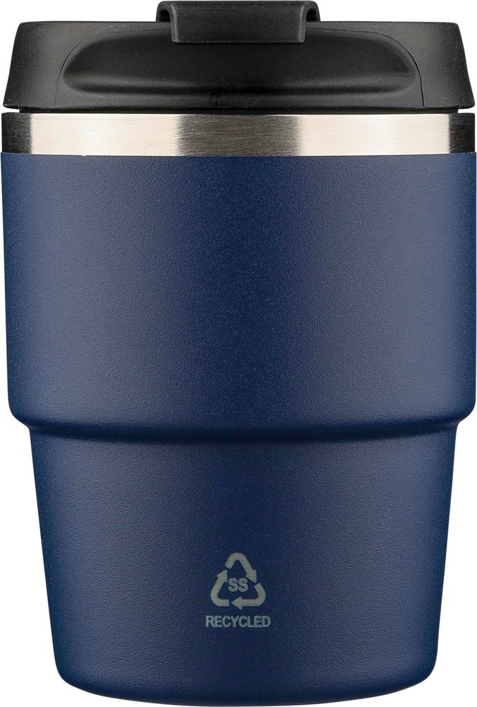 ?Gerecycled roestvrijstalen dubbelwandige drinkbeker (175 ml) Oli - blauw
