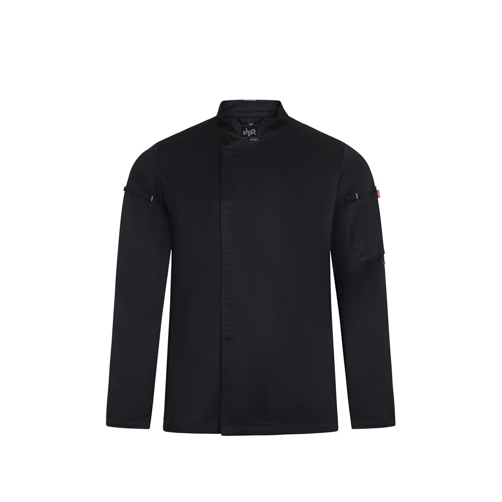 VL AGNI. Unisex keukenjas (190 g/m²) van katoen (35%) en gerecycled polyester (65%) - Zwart